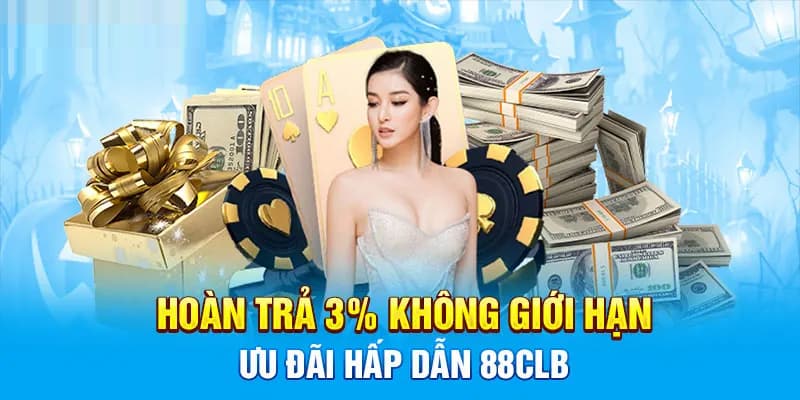 Hoàn trả tiền cược lên đến 3% khi người chơi cược tối thiểu 1 điểm